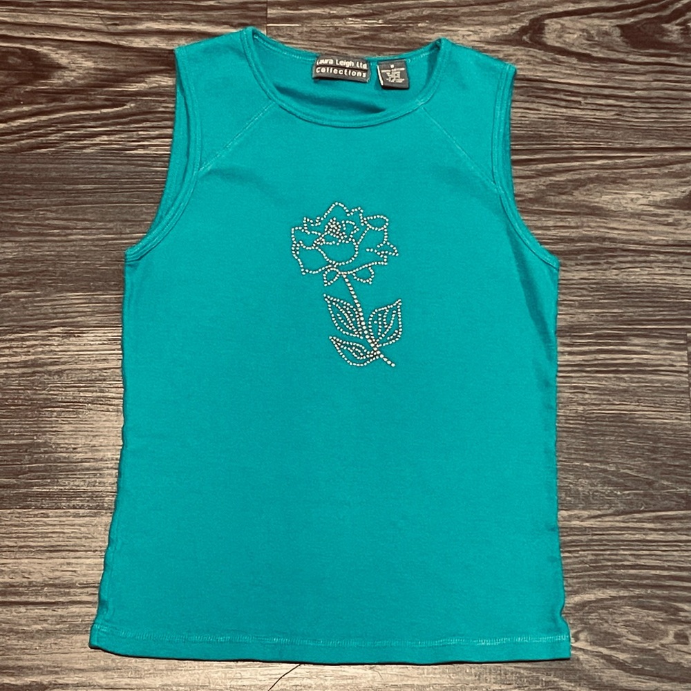 Turquoise Rose Tank